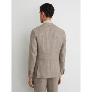 REISS Epsom Linen-Wool Single-Breasted Check Blazer